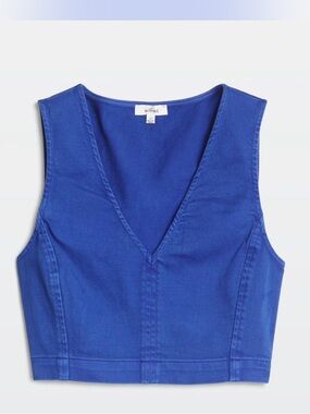 Aritzia Wilfred denim Cobalt V-Neck Cropped Top